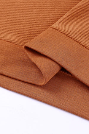 Orange Basic & Casual Button Front Pullover Hoodie