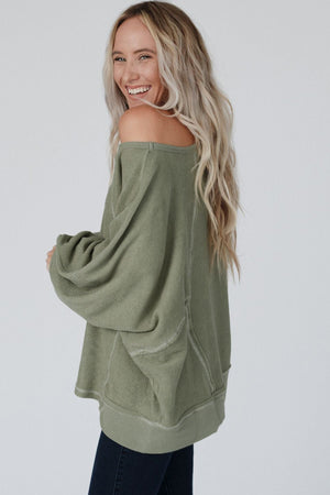 Gold Flame Exposed Seam Patchwork Dolman Sleeve Top