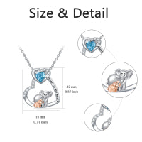 Elephant Crystal Heart Pendant Necklace in Sterling Silver Always In My Heart