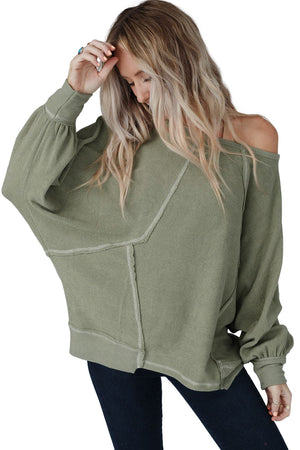 Gold Flame Exposed Seam Patchwork Dolman Sleeve Top