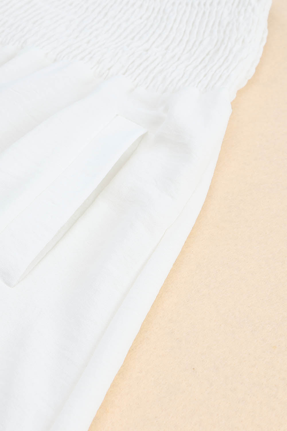 Red Smocked Pockets High Waisted Beach Pants