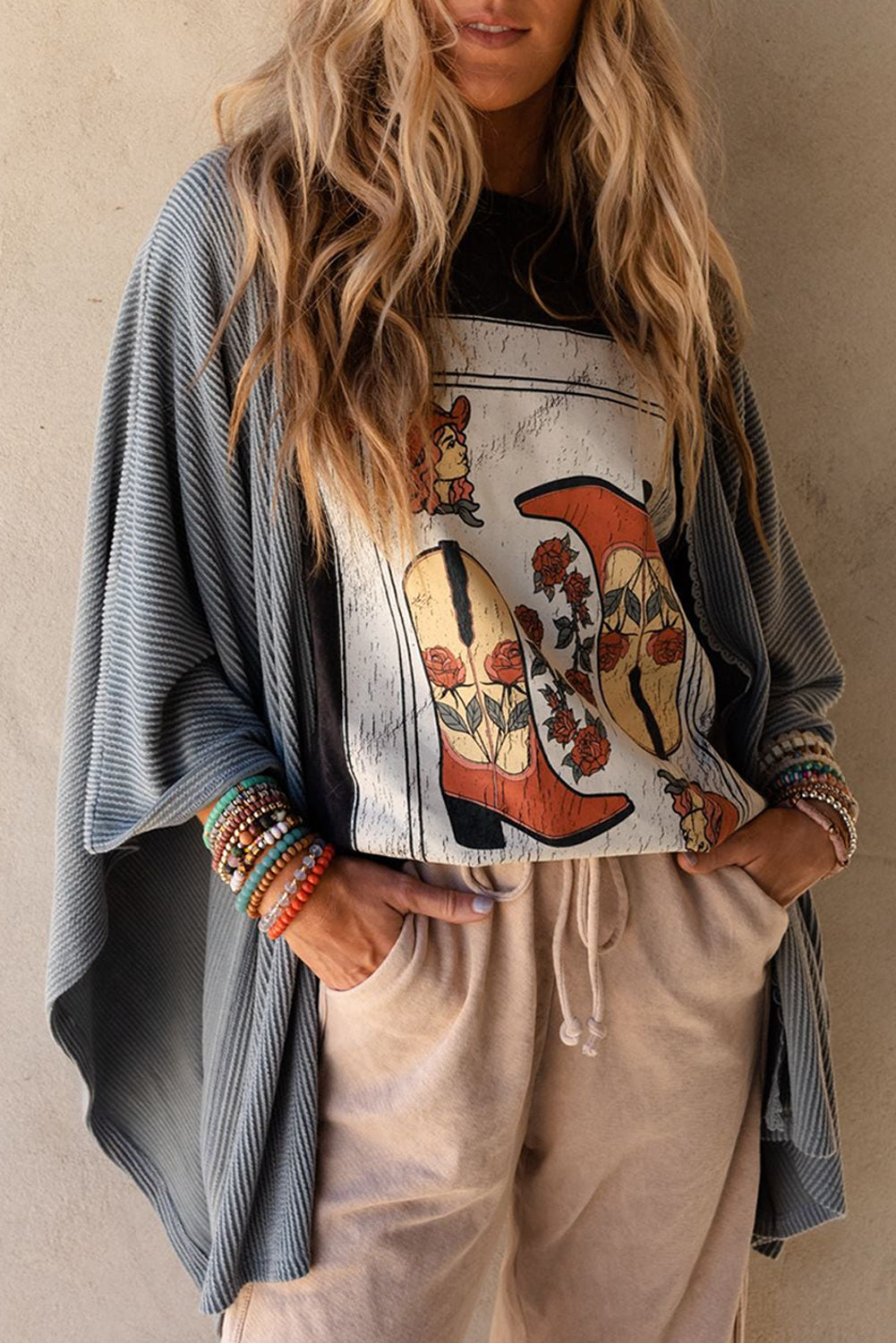 Black Textured Lace Trim Open Front Kimono Cardigan