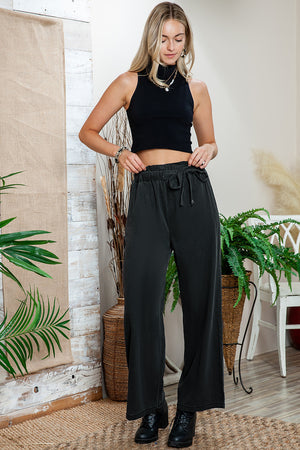 Blue High Waist Pocketed Wide Leg Tencel Jeans