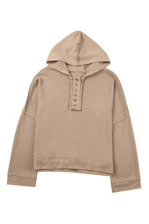Orange Basic & Casual Button Front Pullover Hoodie