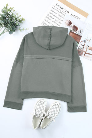 Orange Basic & Casual Button Front Pullover Hoodie