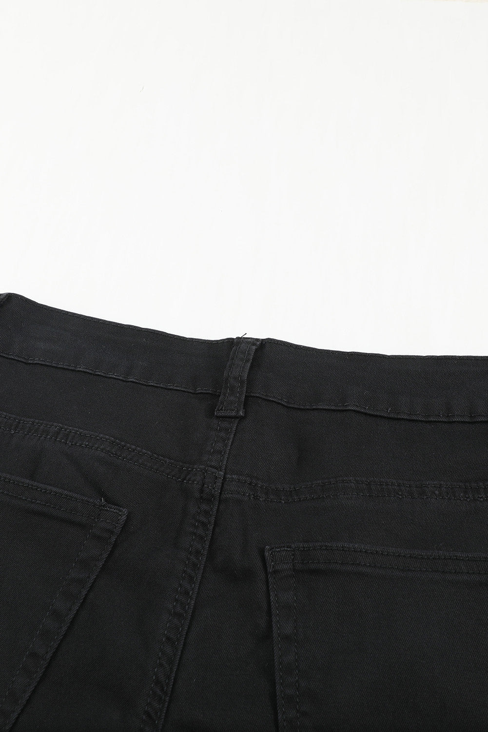 Green Frayed Raw Hem High Waist Denim Jeans