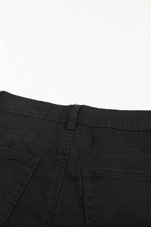 Green Frayed Raw Hem High Waist Denim Jeans