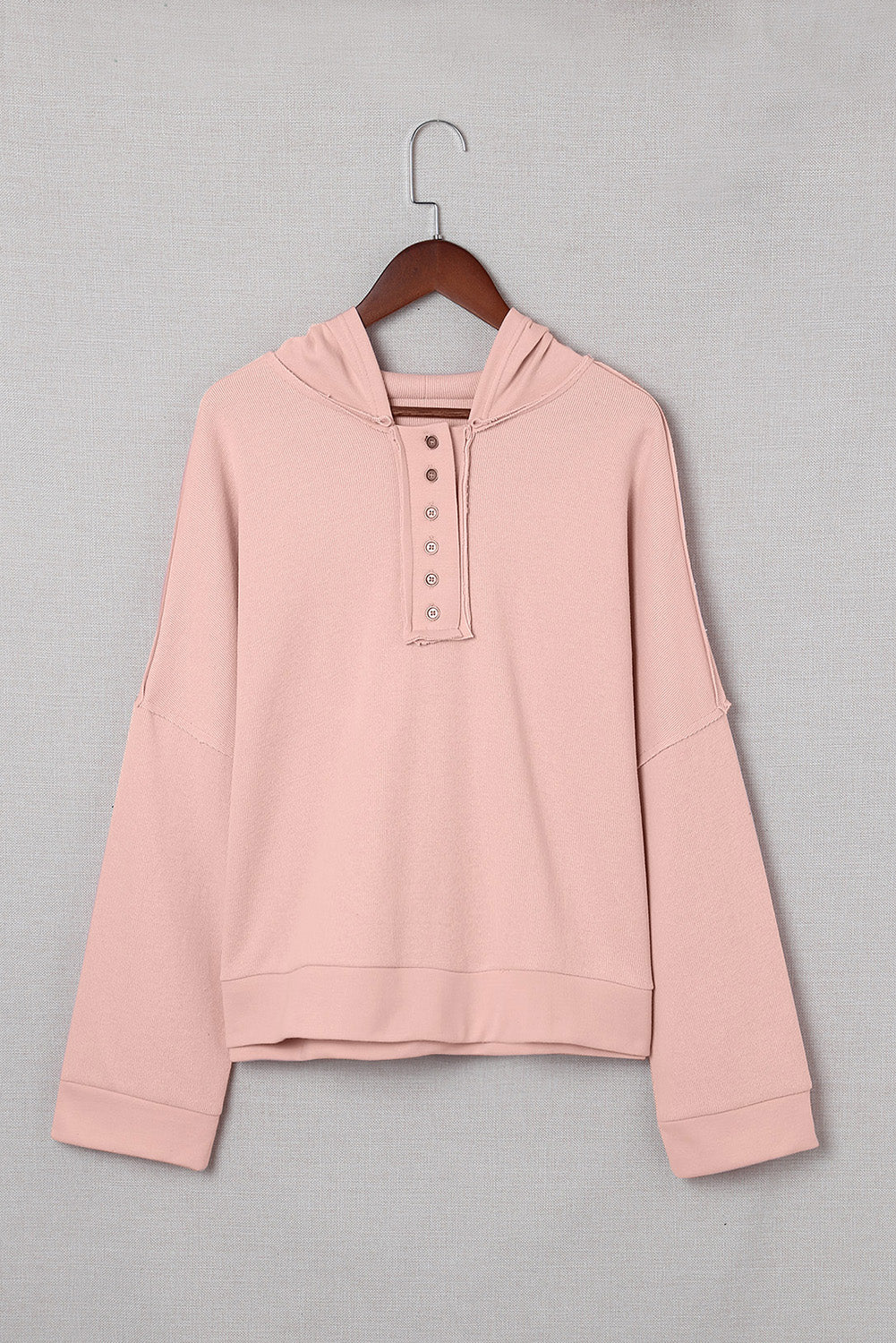 Orange Basic & Casual Button Front Pullover Hoodie