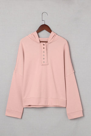 Orange Basic & Casual Button Front Pullover Hoodie