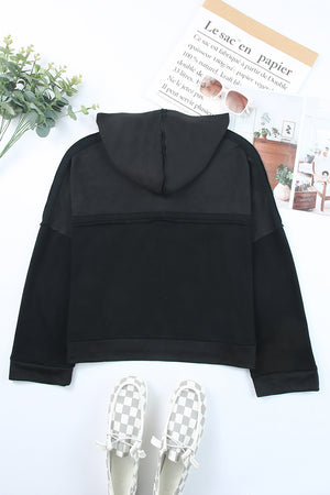 Orange Basic & Casual Button Front Pullover Hoodie