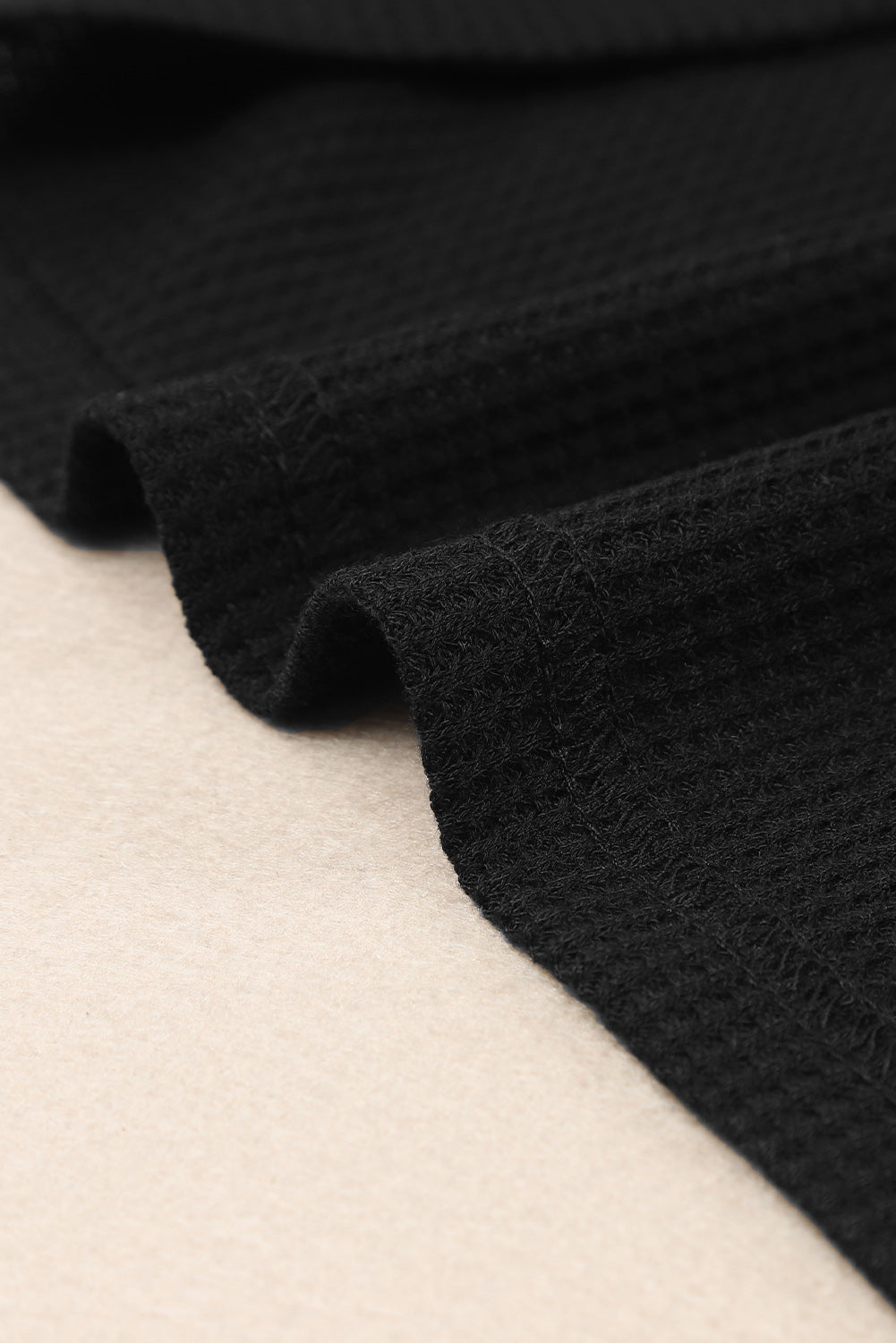 Pink Waffle Texture Casual Square Neck Pullover Top