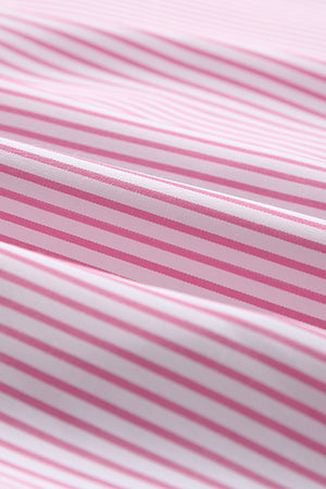 Black Striped Casual Shirred Cuffs Shirt