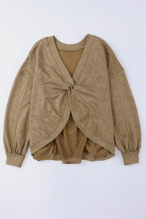 Gray Mineral Wash Twist Butterfly Oversize Sweatshirt