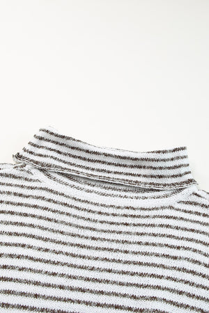 Black Striped Turtleneck Long Sleeve Sweater