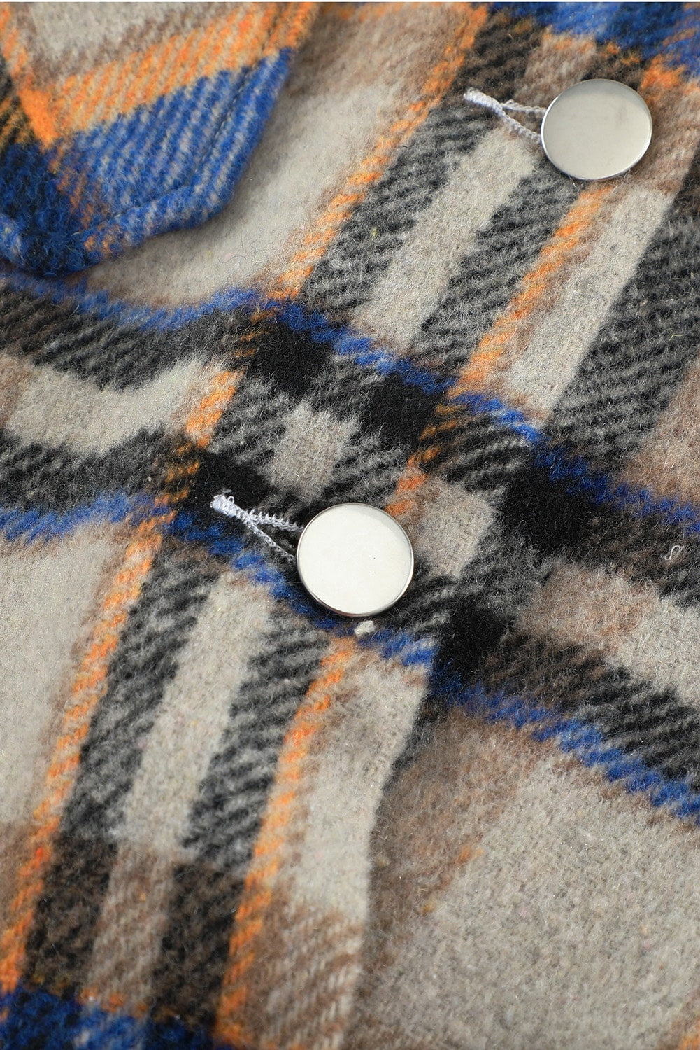Brown Plaid Button Up Long Sleeve Flannel Jacket