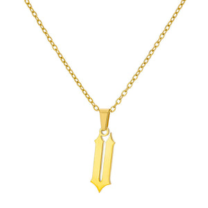 18K Gold Plating Stainless Steel Ancient English Letter Pendant Necklace