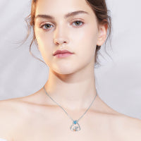 Elephant Crystal Heart Pendant Necklace in Sterling Silver Always In My Heart
