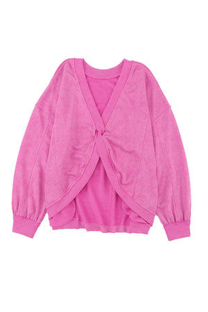 Gray Mineral Wash Twist Butterfly Oversize Sweatshirt