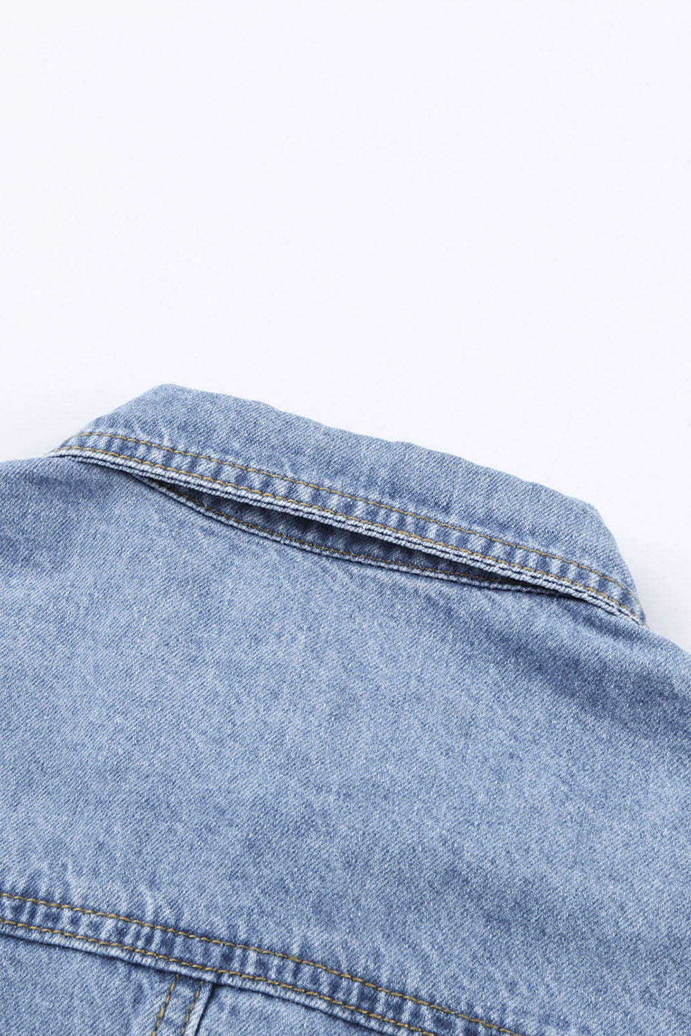 Green Casual Ripped Raw Hem Button Up Denim Shacket