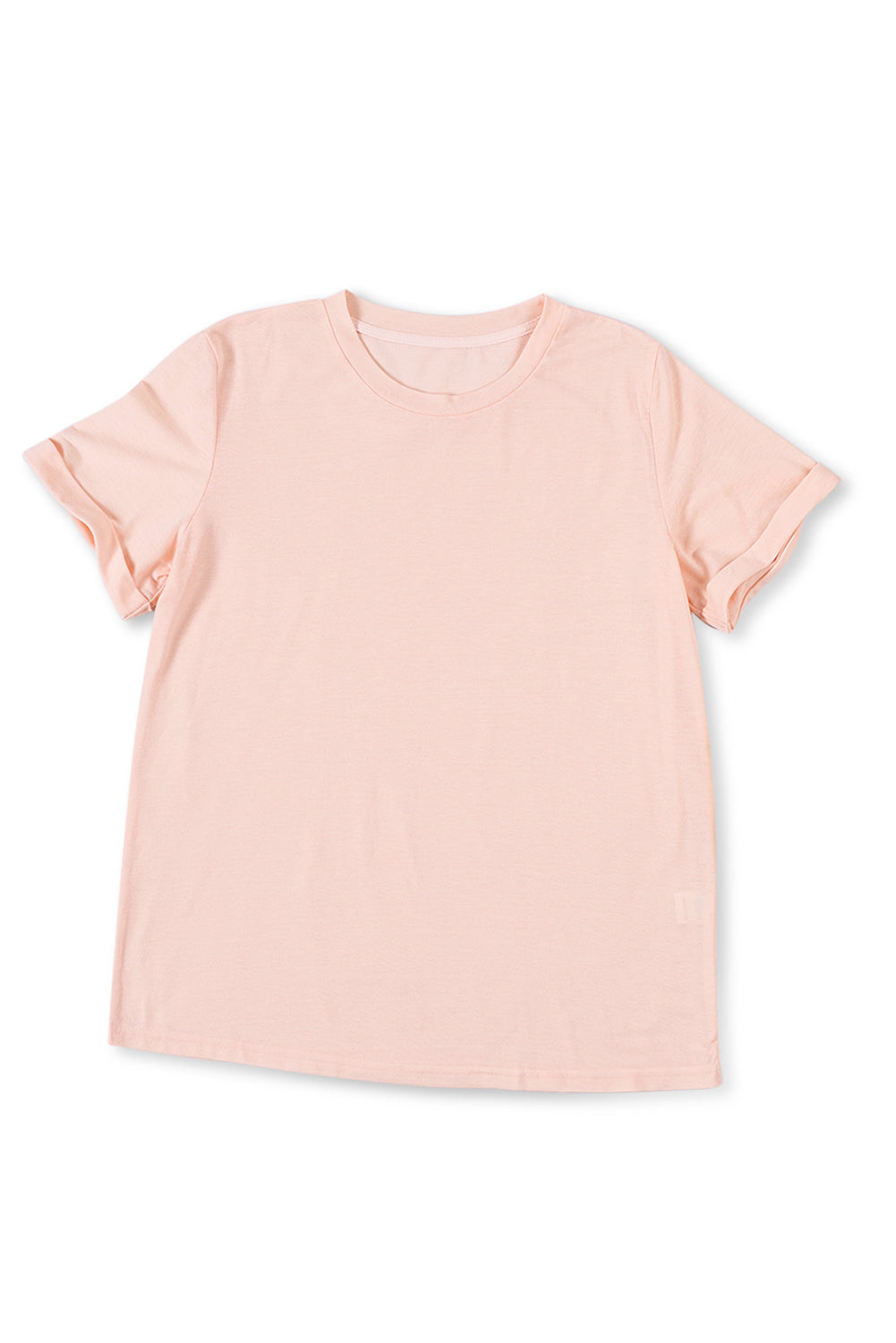 Green Plain Solid Color Crew Neck Tee