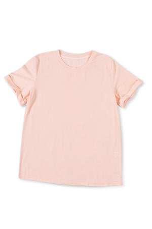 Green Plain Solid Color Crew Neck Tee