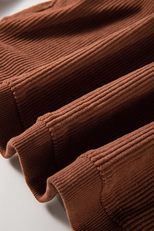 Orange Plain Drop Sleeve Rib-Knit Oversized Sweatshirt