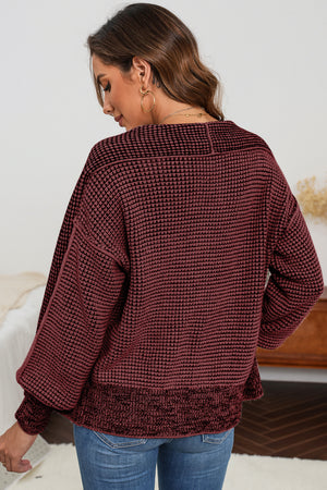 Gray Chunky Knit Pockets Drop Sleeve Cardigan