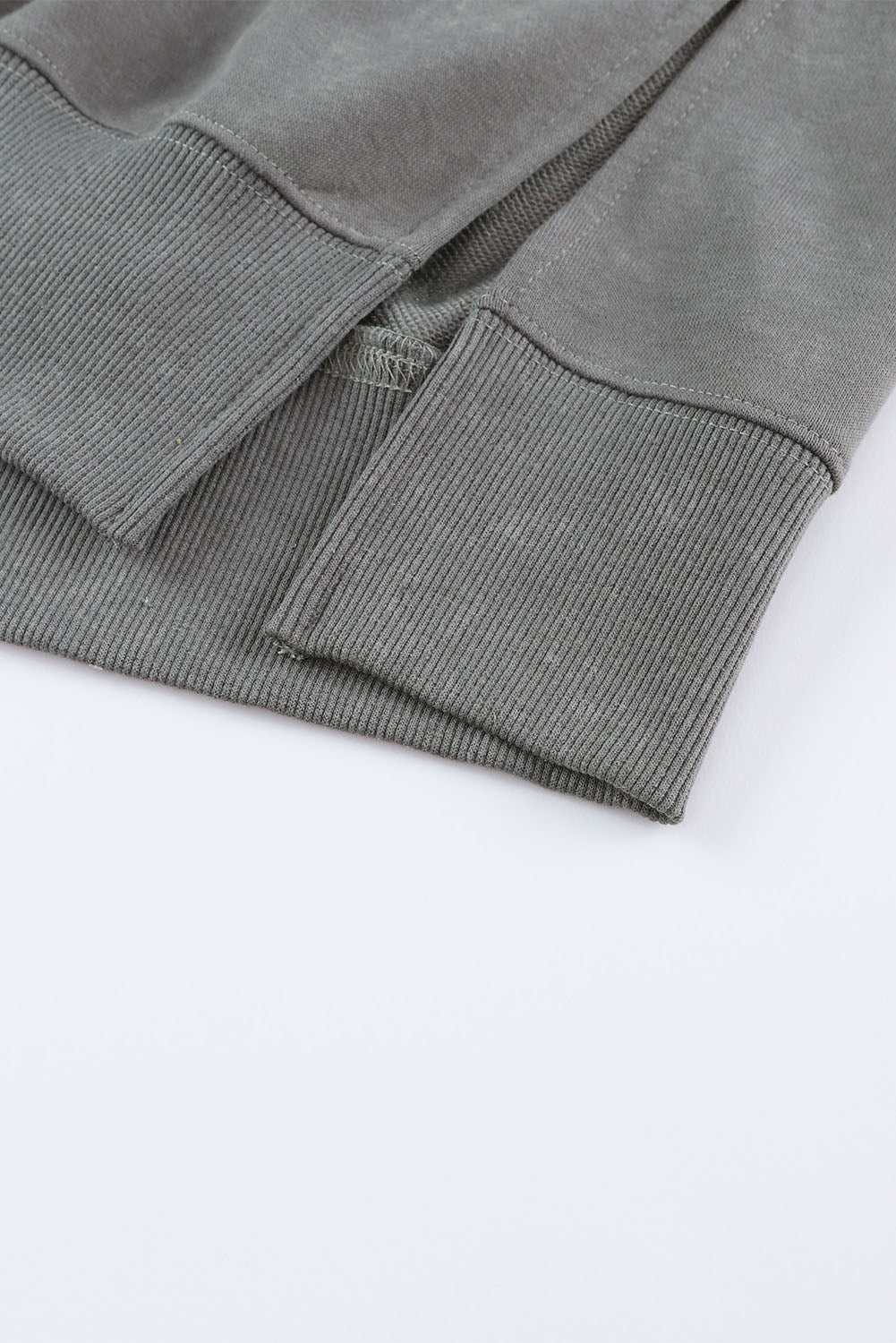 Green Drop Shoulder Ribbed Trim Oversized Sweatshirt