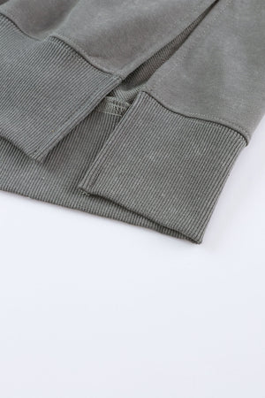 Green Drop Shoulder Ribbed Trim Oversized Sweatshirt