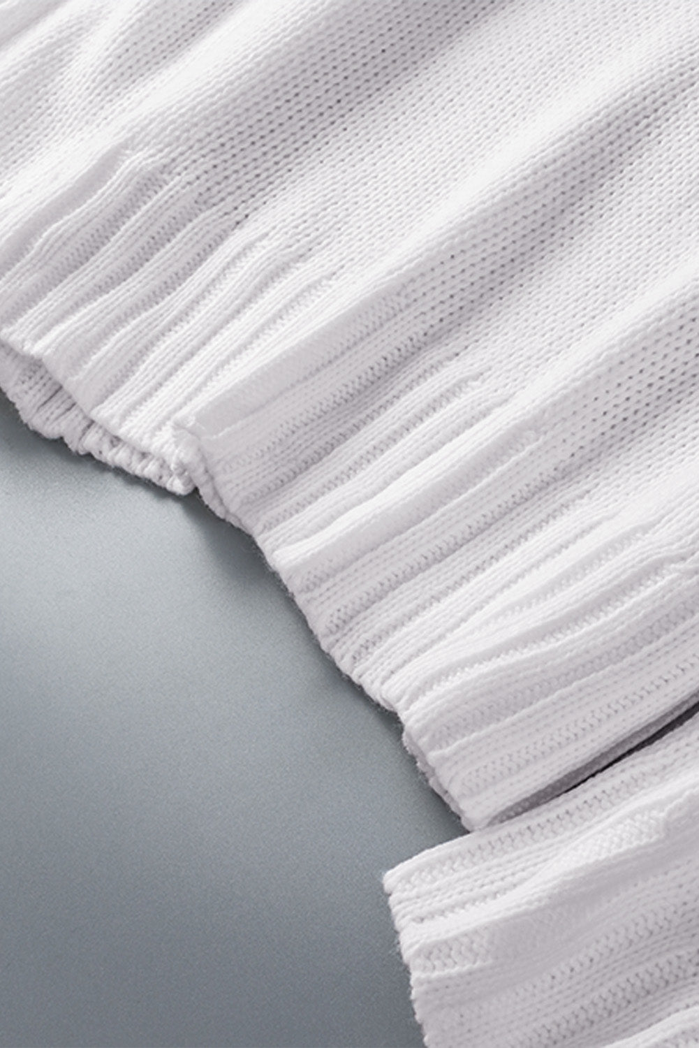 White V neck Drop Shoulder Knitted Sweater