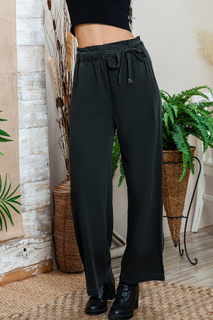 Blue High Waist Pocketed Wide Leg Tencel Jeans