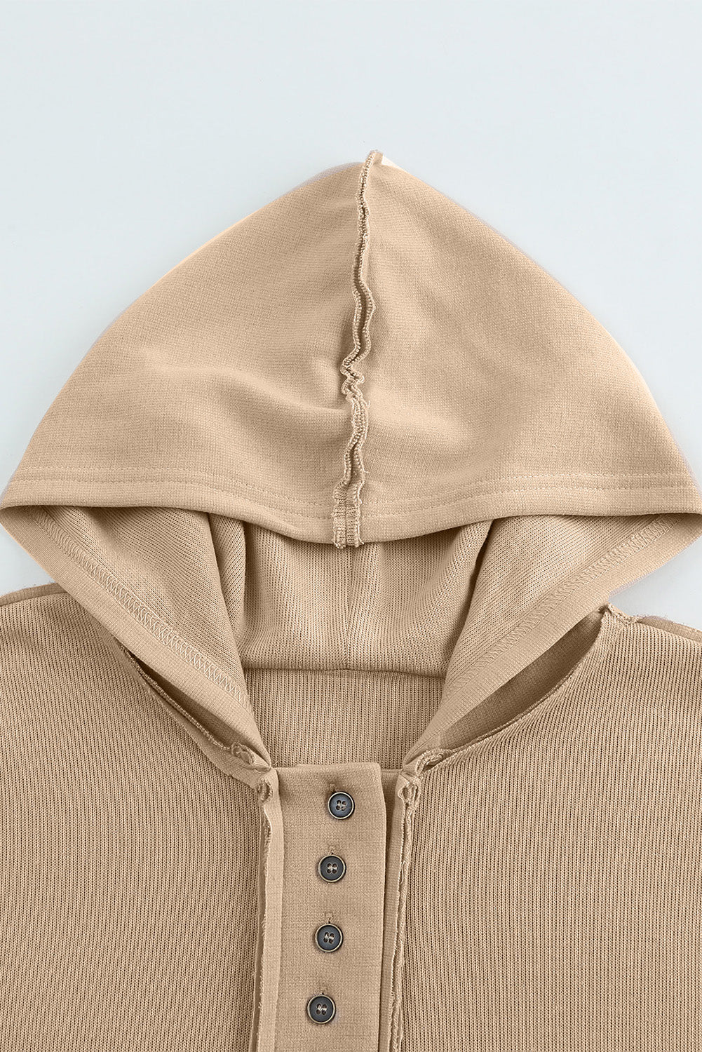 Orange Basic & Casual Button Front Pullover Hoodie