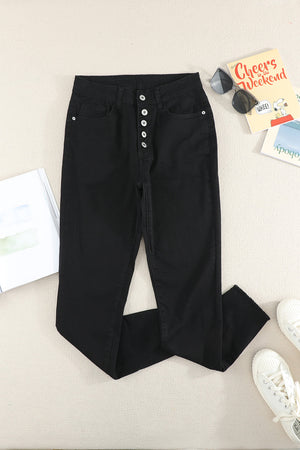 Green Frayed Raw Hem High Waist Denim Jeans