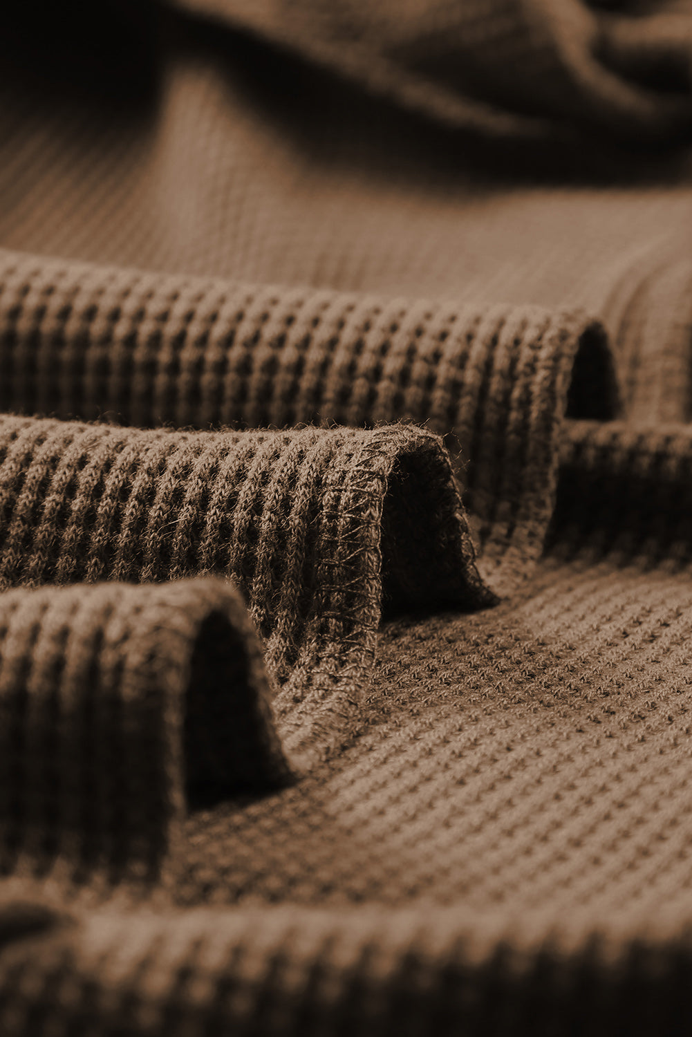 Pink Waffle Texture Casual Square Neck Pullover Top