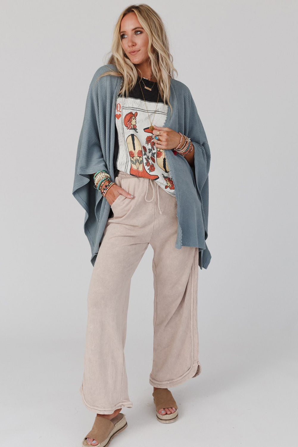 Black Textured Lace Trim Open Front Kimono Cardigan