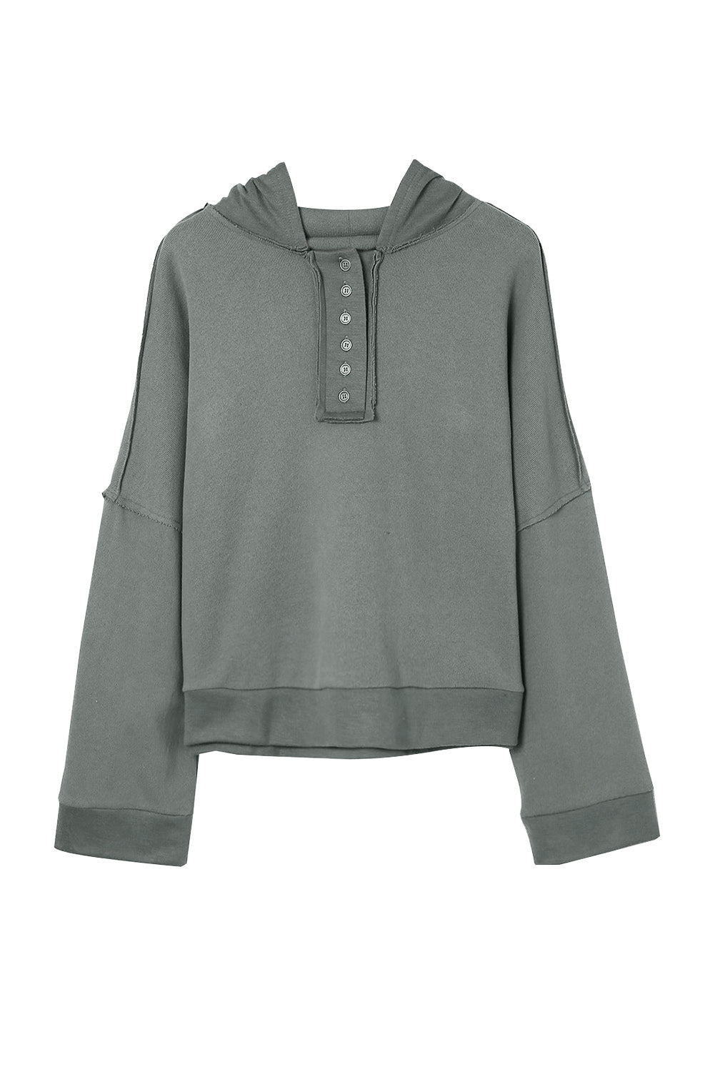 Orange Basic & Casual Button Front Pullover Hoodie