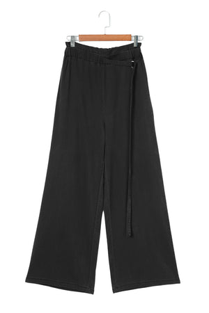 Blue High Waist Pocketed Wide Leg Tencel Jeans