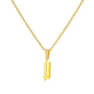 18K Gold Plating Stainless Steel Ancient English Letter Pendant Necklace