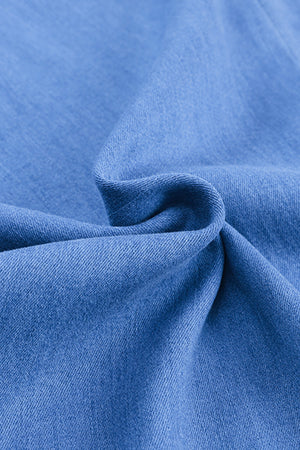 Blue High Waist Pocketed Wide Leg Tencel Jeans