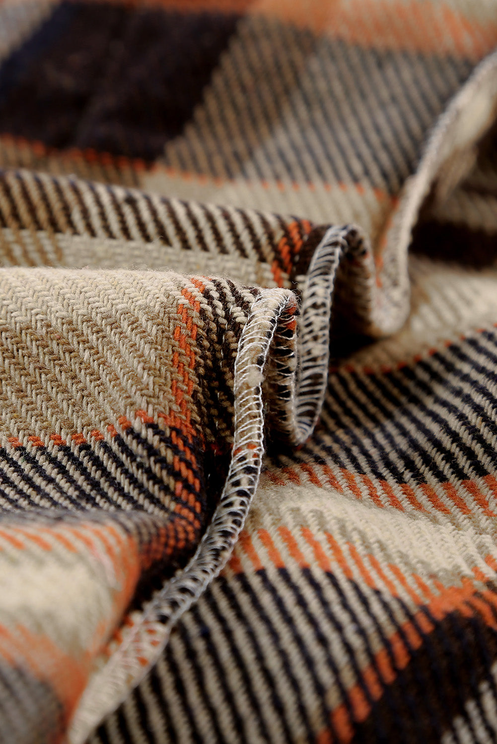 Brown Plaid Button Up Long Sleeve Flannel Jacket