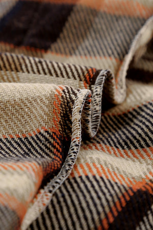 Brown Plaid Button Up Long Sleeve Flannel Jacket