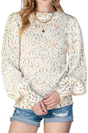 Beige Knitted Casual Long Sleeve Pullover Sweater