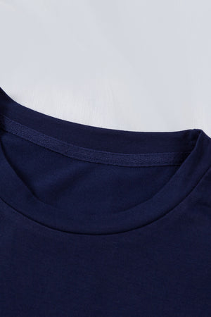 Green Plain Solid Color Crew Neck Tee