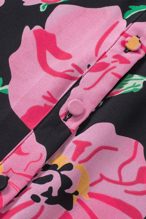 Multicolor Swirl Color Block Print Lantern Sleeve Shirt