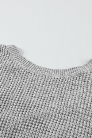 Gray Cross Back Hollow-out Sweater