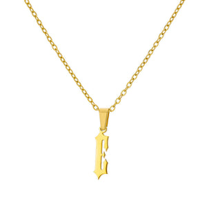 18K Gold Plating Stainless Steel Ancient English Letter Pendant Necklace
