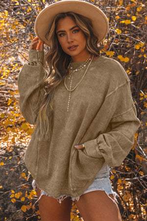 Gray Mineral Wash Twist Butterfly Oversize Sweatshirt