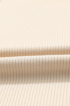 Apricot Dotty Mesh Ruffle Sleeve Ribbed Knit Top