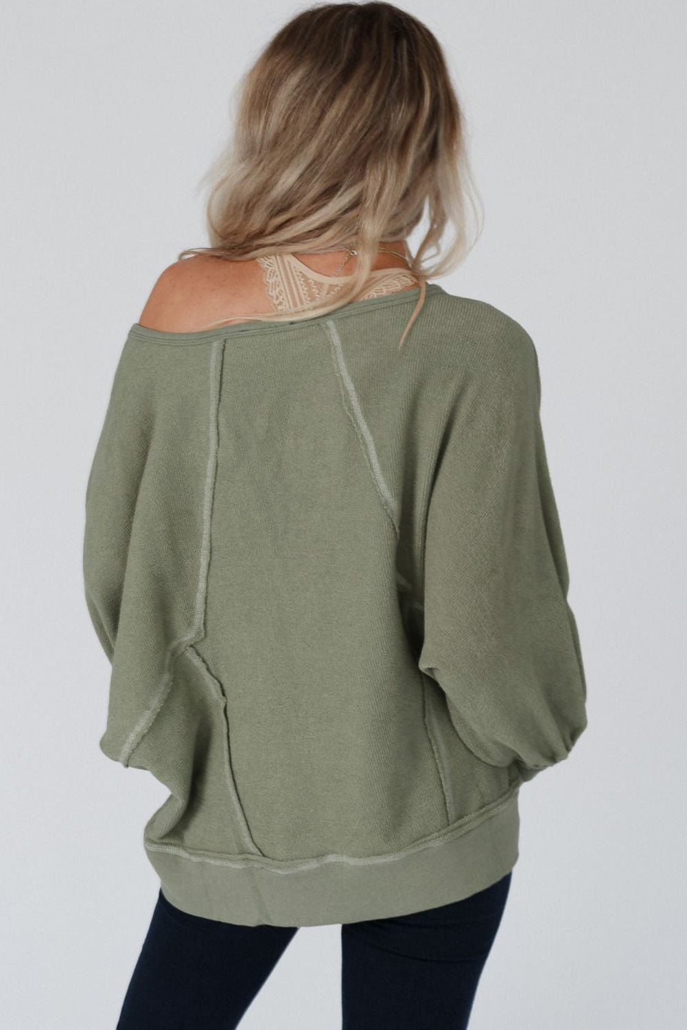 Gold Flame Exposed Seam Patchwork Dolman Sleeve Top