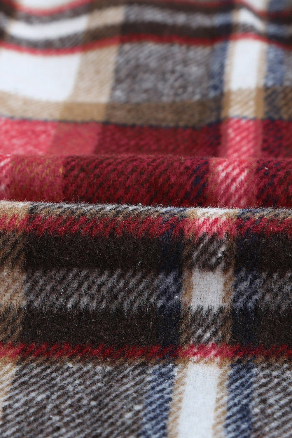 Brown Plaid Button Up Long Sleeve Flannel Jacket